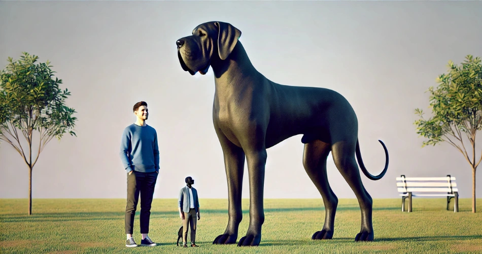 Preety Dog | Celebrating the Beauty of Every Dog 175 Record-breaking Great Dane Zeus standing tall beside its owner