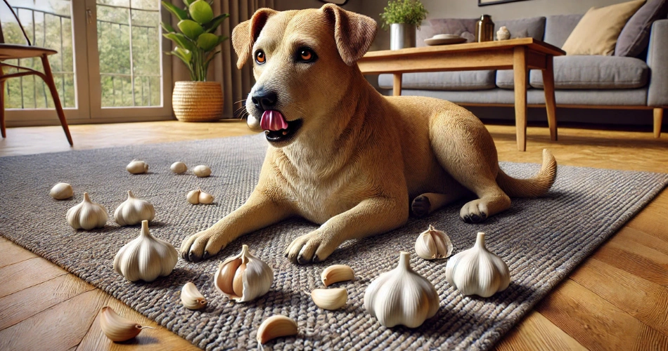 dogs eating garlic